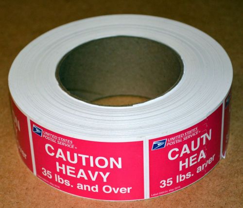 1 NEW ROLL USPS CAUTION HEAVY 35 LBS. AND OVER LABELS~FREE SHIPPING