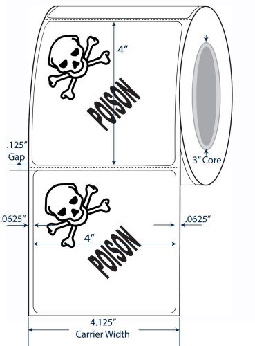 4&#034; x 4&#034; &#034;Poison&#034; Subsidiary Risk Label Compulabel (821902)