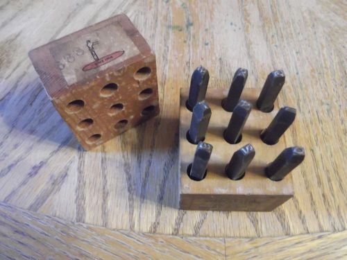Machine made steel stamps nice old tools wooden box for sale
