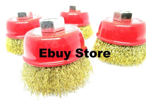 (4pcs) 3&#034; x 5/8&#034; arbor fine crimped wire cup wheel brush - for angle grinders for sale
