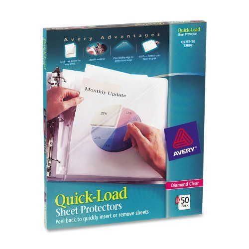 Quick Load Sheet Protectors 50/bx 8-1/2&#034;x11&#034; Diamond Clear Ave73802 Acid Box Car