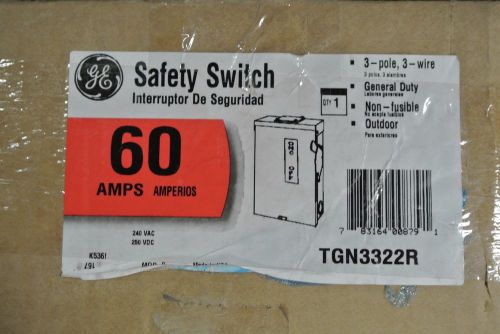 GE General Electric TGN3322R 3 Pole 60 Amp Non-Fused 3 R Disconnect NEW OPEN BOX