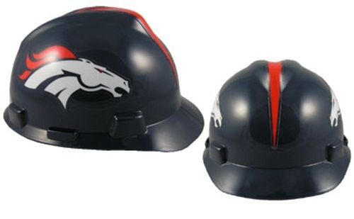 NFL Denver Broncos Hard Hat - MSA V-Guard Team Hardhat - Ratchet Suspension