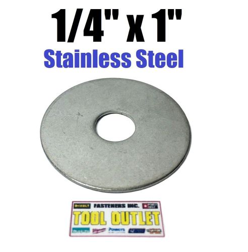 (Qty 1000) 1/4&#034; x 1&#034; OD Stainless Steel Fender Washers Type 304