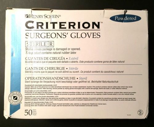 Box of 50 henry schein criterion surgical gloves ~ sz 8 sterile latex powdered for sale
