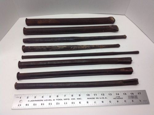 8 LARGE STONE CARVING CHISELS MASONARY TOOLS - 20 + LBS