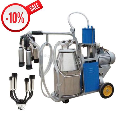 New milker electric piston vacuum pump milking machine stanless bucket farm cows for sale