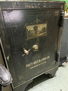 LARGE ANTIQUE SAFE BY HALLS SAFE &amp; LOCK COMPANY.  TRUE COLLECTORS ITEM!