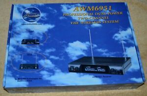 AUDIO2000&#039;S AWM6951 PROFESSIONAL DUAL-POWER 2-CHANNEL VHF WIRELESS SYSTEM IN BOX