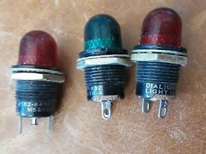 Lot of 3 Dialight Red / Green Panel Indicator Lights Aircraft /Hot Rod /Ratrod