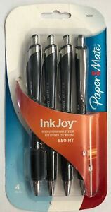 4 Paper Mate Ink Joy (550RT) black 1.0mm medium ballpoint pens