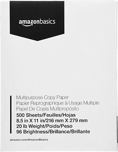 Basics Multipurpose Copy Printer Paper - 96 Bright White, 8.5 X 11 Inches, 1 Re