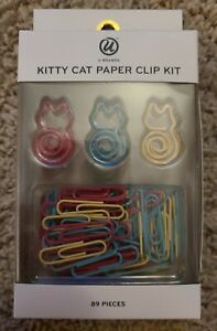Kitty Cat Paper Clip Kit &amp; Standard Clips , 89 Pieces, U Brand, New
