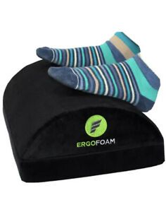 Adjustable Foot Rest Under Desk Large Premium Velvet Soft Foam Footrest (Black)