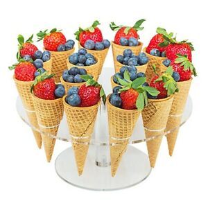 Ice Cream Stand Cone Holder Counter Top Soft Serve Display Stand Acrylic 16 Hole
