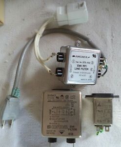(2) Used &amp; (1) NOS AC EMI Line Filter - Archer 273-103, Corcom 3VSK7, &amp; Delta