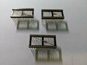 Lot of 3 28-pin .6 Garry wire wrap &#034;quiet&#034; gold-plated socket