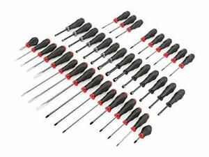 TEKTON High-Torque Chrome/Black Oxide Blade Screwdriver &amp; Nut Driver Set 39-P...
