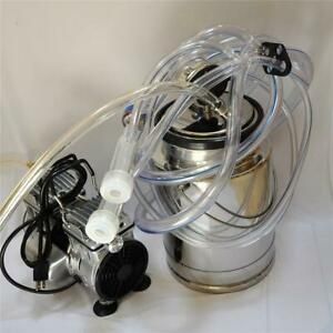 Portable Complete Goat Bucket Milker OILLESS Vacuum Pump Pulsator Claw Cluster +