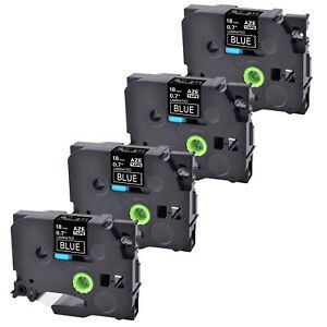 4PK Compatible with Brother PT-D600 TZ TZe 345 0.7&#034; White on Black Label Tape