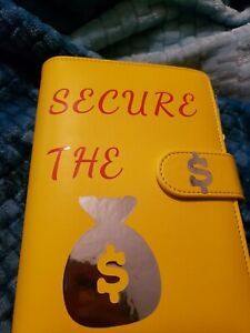 1 yellow  ,A6 6 Ring Leather Binder,Budget Binder Planner Organizer