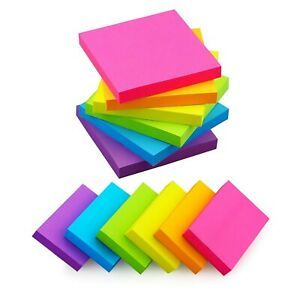 (12 Pads) 6 Pads 3x3 Sticky Notes and 6 Pads 1.5x2 Sticky Notes 6 Bright Mult...