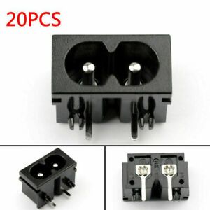 20x IEC320 C8 2 Pin Male Power Socket With Switch 2.5A 250V For Boat DIY AC-20B