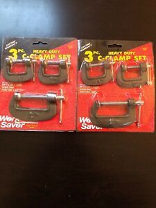 Lot Of 2 Work Saver 3 Piece Heavy Duty C Clamp Set