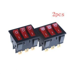 2Pcs KCD4 Triple 9-Pin Rocker Switch 15A/250 ZE