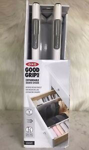 Good Grips Adjustable Drawer Divider Organizer Expandable Oxo New White 2 Pack