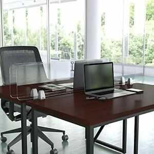 Flash Furniture Clear Desktop Clamp On Acrylic Sneeze Guard Plastic Panel Des...