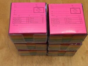 6—Staples 500 pre-printed memo sheets 3.4&#034; x 3.4&#034; in plastic holder-Multi color