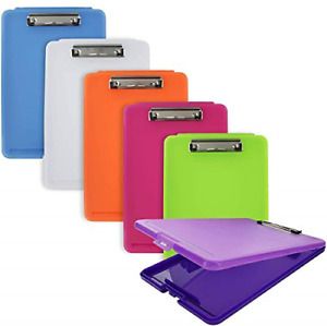 Emraw Plastic Translucent Clipboard Pack with Storage Case Box Letter Size Set 6