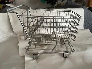 Mini Chrome Shopping Cart Metal Basket Planter Display-Approx 12&#034; long