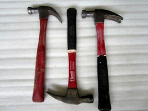 3x Vintage Plumb 16oz 20oz Claw Hammer Fiberglass Handles Made in USA