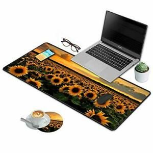Desk Pad Mat Gaming Mouse Pads with Coasters Set Stitched Edges Design Mouse ...