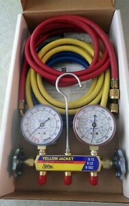 NIB Yellow Jacket Test &amp; Charging Manifold ~ R-12, R-22, R-502 with Hoses ~ NEW