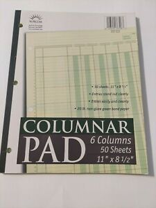 6 Column Pad 58246 Analysis Sheets 8.5x11 50 Sheets Green Norcom 1 book
