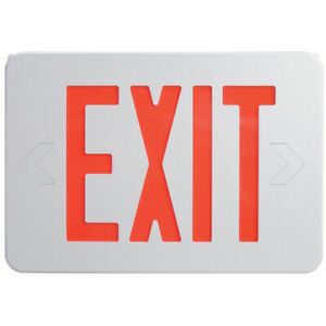 Red LED Exit Sign, AC, White, 1/Each 104  - 1 Each