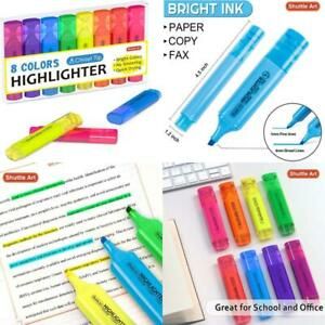 Highlighters, Shuttle Art 8 Assorted Colors Highlighter Pens, Chisel Tip Dry-Qui