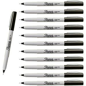 Sharpie Precision Ultra Fine Point Permanent Marker, Black, 12 Markers, 37001