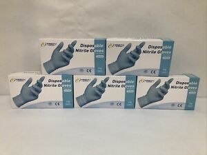 Lot Of (5) Medium Disposable Nitrile Gloves (100-Count)
