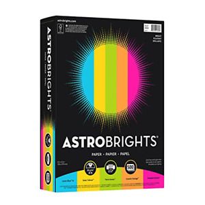 Astrobrights Color Paper, 8.5 x 11, 24 lb/89 gsm, Brights 5-Color 500 Sheets
