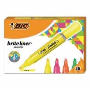 Bic Brite Liner Tank-Style Highlighter, Assorted, 36 Highlighters (BICBLMG36AST)