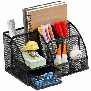 Desk Organzier Mesh Office Supplies Organization (8.5 x 5.5 x 5 Inch|Black)