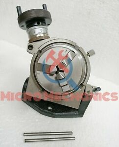 4&#034;(100 mm) Tilting Rotary Table + 65 mm Chuck Self Centering+Back Plate+ Tnuts