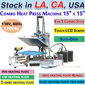 CALCA 9 in 1 Magnet Heat Press Machine 15&#034;x15&#034;  With Mug Cap Pen Plate Heater