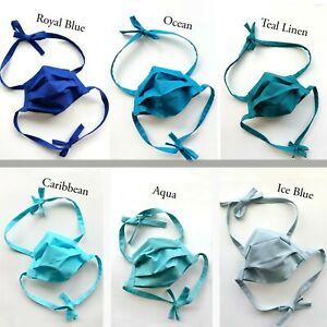Face Mask with Nose Wire Solid Colors, 2 or 3 Layers, Tie Back or Elastic
