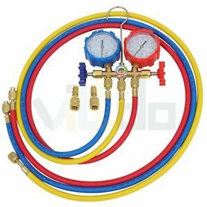 Dual Manifold Gauge Set 3 Way R134 R22 R12 R502 Refrigeration Charging Service