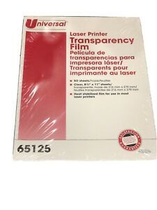 Universal 65125 Transparency Film Laser Printer  8.5&#034; x 11&#034; 50 Sheets